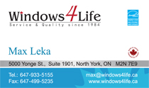 Windows for Life Business Cards